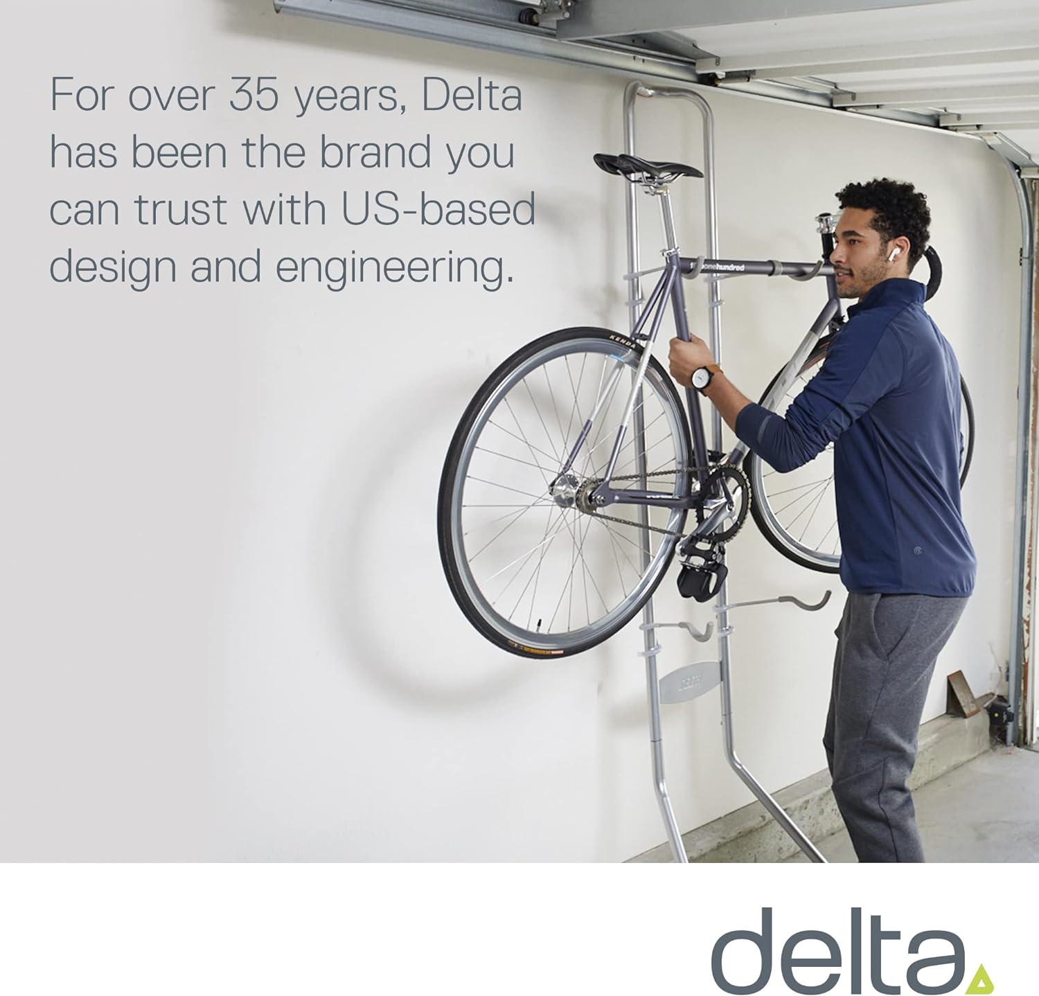 Delta Cycle Michelangelo 2 Bike Storage Rack - Gravity Fully Adjustable Bike Storage Garage For Road, MTB, and Hybrid Bicycles - Vertical Bike Rack Holds Up To 80 lbs