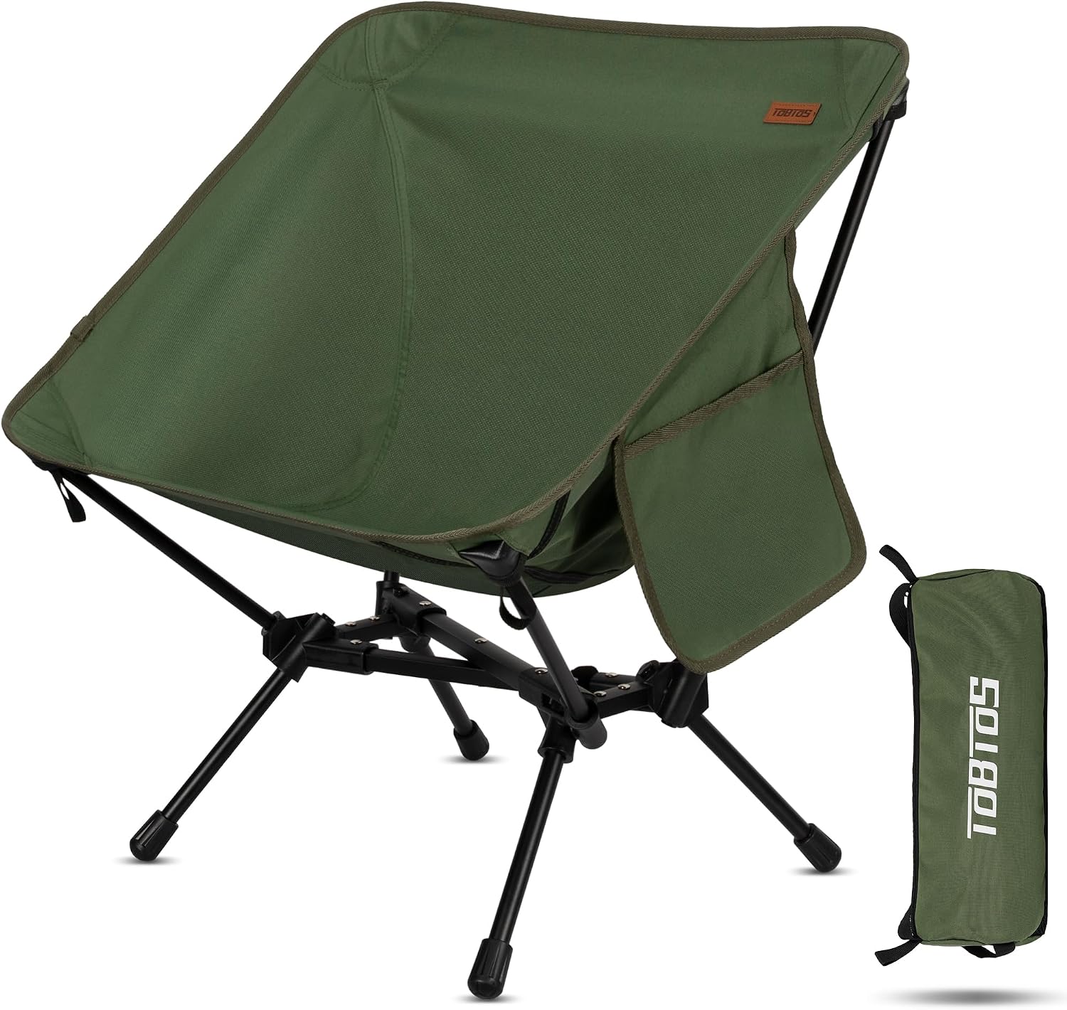TOBTOS Ultralight Camping Chair, Portable Folding Chair Support 330 lbs, Compact Backpacking Chair with Carry Bag for Hiking Travel (Green)
