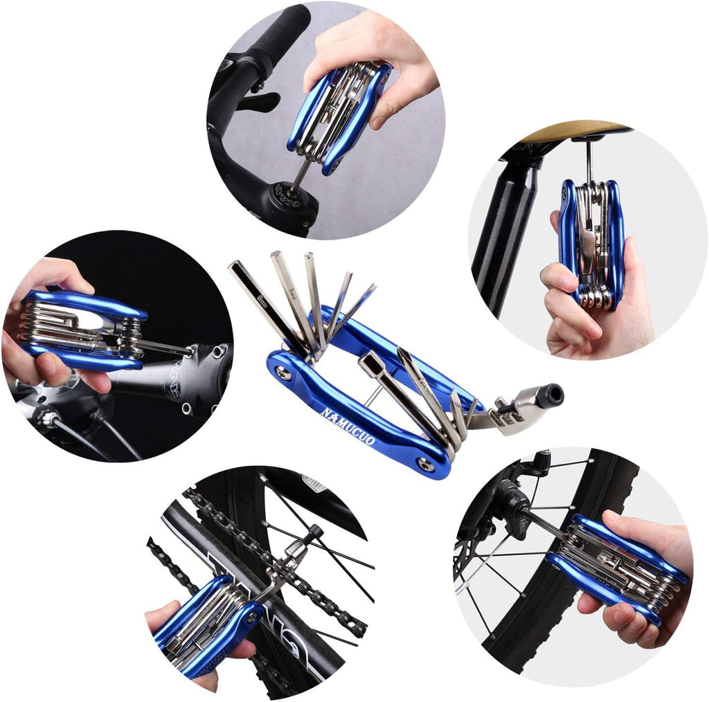 YBEKI 10-in-1 Bike Repair Kit with, 3-in-1 Tire Levers, Glueless Patches, Multifunctional Bone Wrench & Waterproof Saddle Bag | Compact Bicycle Multi-Tool Kit for Emergency Roadside Repairs