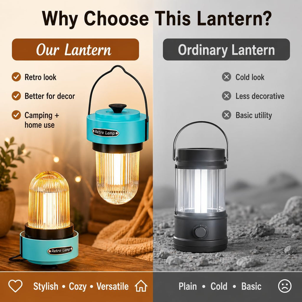 HOMY Rechargeable Camping Lantern 8H Runtime Stepless Dimmable Warm Light