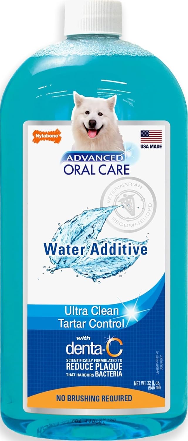 Nylabone Advanced Oral Care Pet Dental Water Additive, Liquid Tartar Remover & Breath Freshener for Dogs, Dog Teeth-Cleaning, Original Flavor, 32 oz.