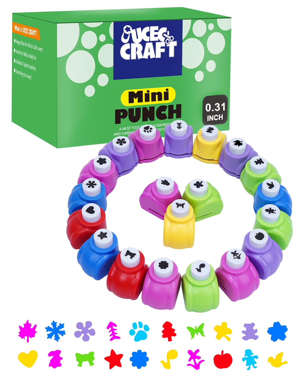 UCEC 20PCS Mini Hole Punch Shapes, Star Heart Paper Punches for Crafting