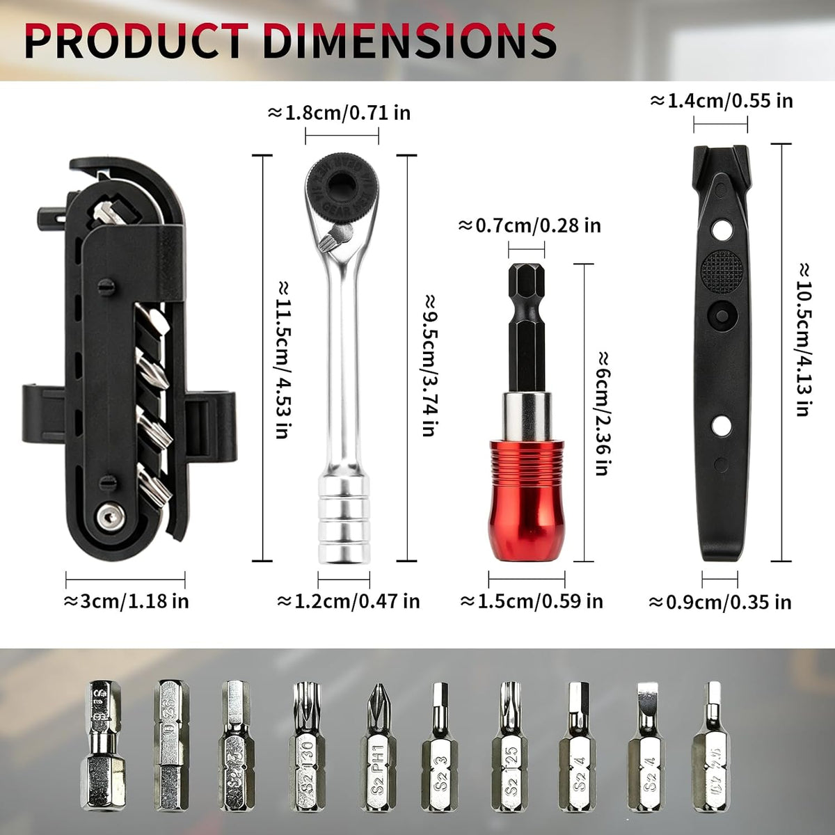 14-in-1 Bike Repair Kit, Foldable Multitool with Ratchet Wrench & Bag