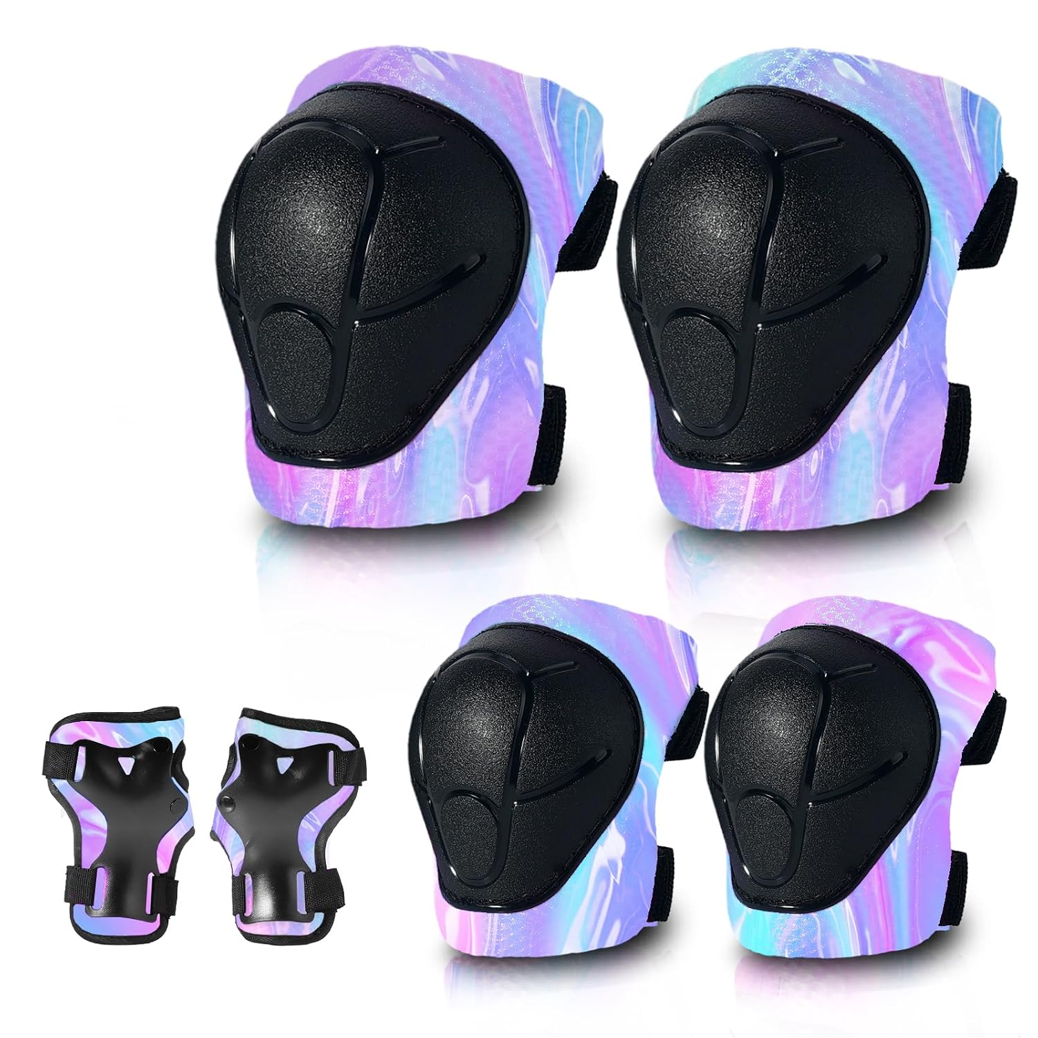 Gradient Color Kids Protective Gear Set Knee Pads for Kid 2-14 Years,W/ Adjustable Strap Kids/Youth Knee Pads Elbow Pads Wrist Guards Set for Inline Roller Skates,Cycling,BMX Bike,Skateboard,Scooter