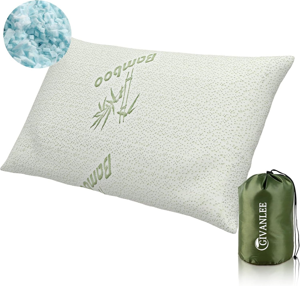 Camping Pillow for Sleeping,Shredded Memory Foam Travel Pillow