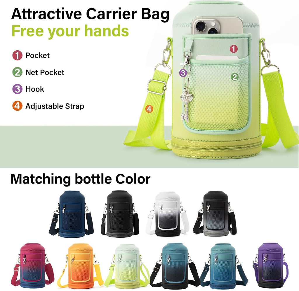 DYSANKY 1 Gallon Insulated Water Bottle w/Straw & Portable Carrier Bag