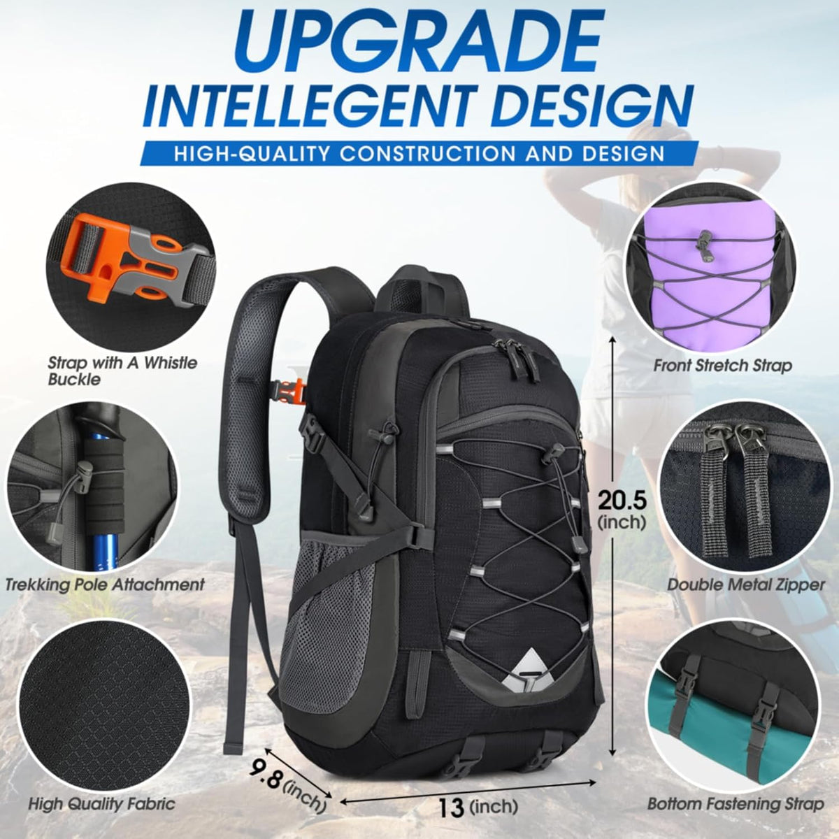 IGOLUMON Hiking Backpack 40L Packable Lightweight Camping Daypack Men Women