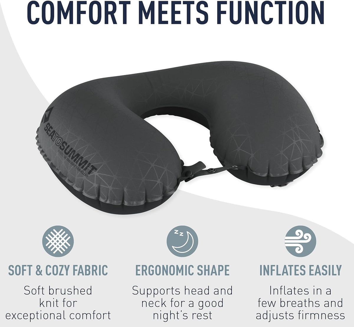 Sea to Summit Aeros Ultralight Traveller Inflatable Neck Pillow, Grey