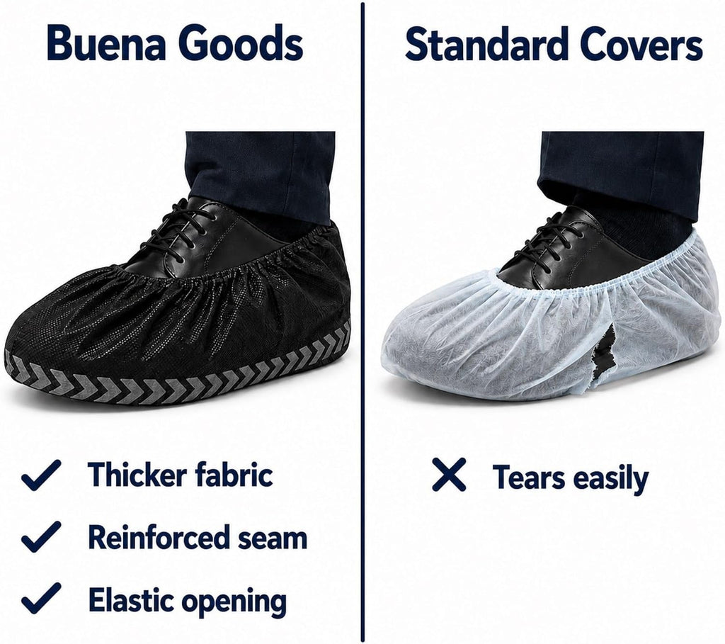 Black XL Disposable Boot and Shoe Covers, Non Slip, 100 Pack