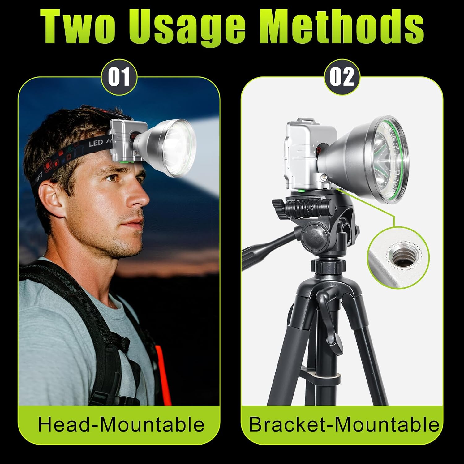Rechargeable LED Headlamp with Flood and Spot Beam, Power Display, 5 Lighting Modes, Ultra Bright High Lumen Waterproof Head Torch for Camping, Running, Hiking, Fishing, Hunting and Outdoor Activities