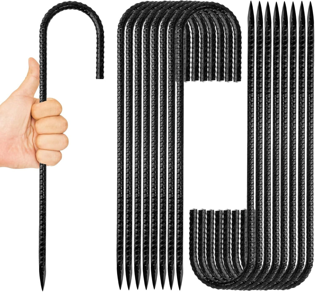 Anothera 8 Pack U Hooks Metal Stakes, 12 Inch Heavy Duty Rebar Stakes