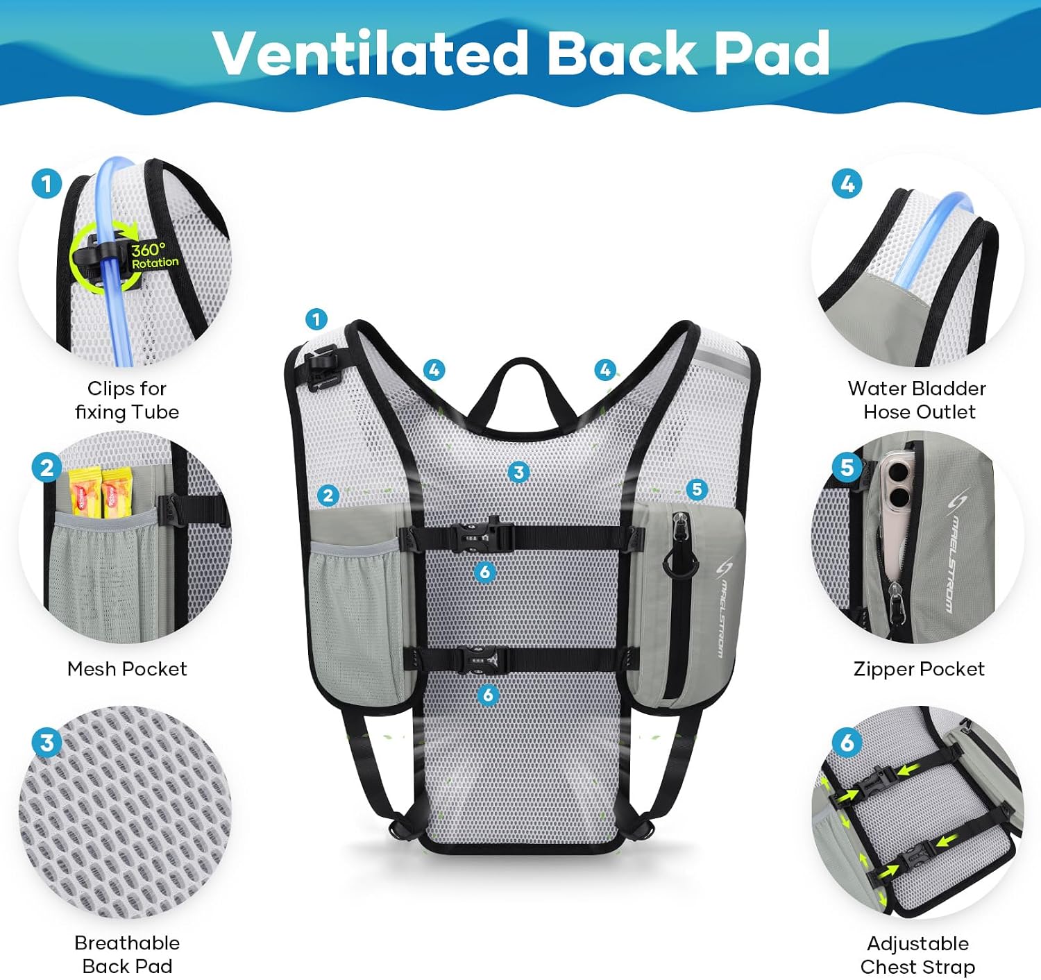Maelstrom Hydration Backpack with 2L Water Bladder,Lightweight Running Vest