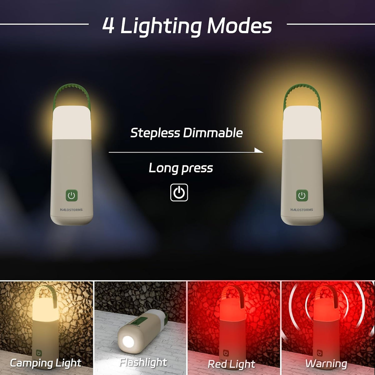Rechargeable Camping Lantern, 350h Runtime Mini Flashlight with Hock,Green