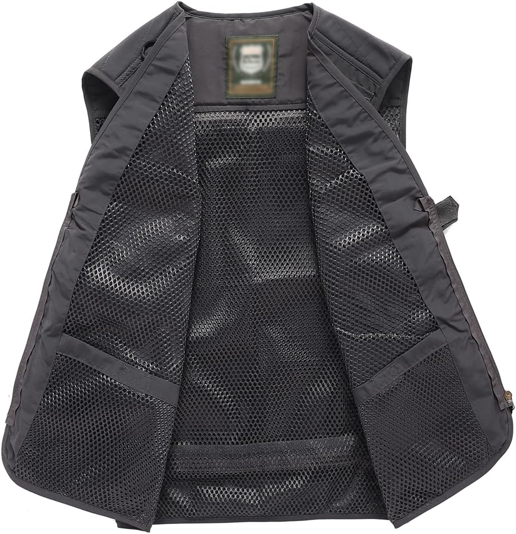 Hbufnha Outdoor Fishing Hunting Vest Multi Pockets Work Cargo Jacket