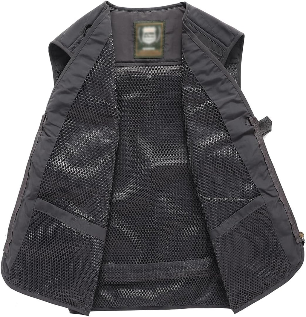 Hbufnha Outdoor Fishing Hunting Vest Multi Pockets Work Cargo Jacket