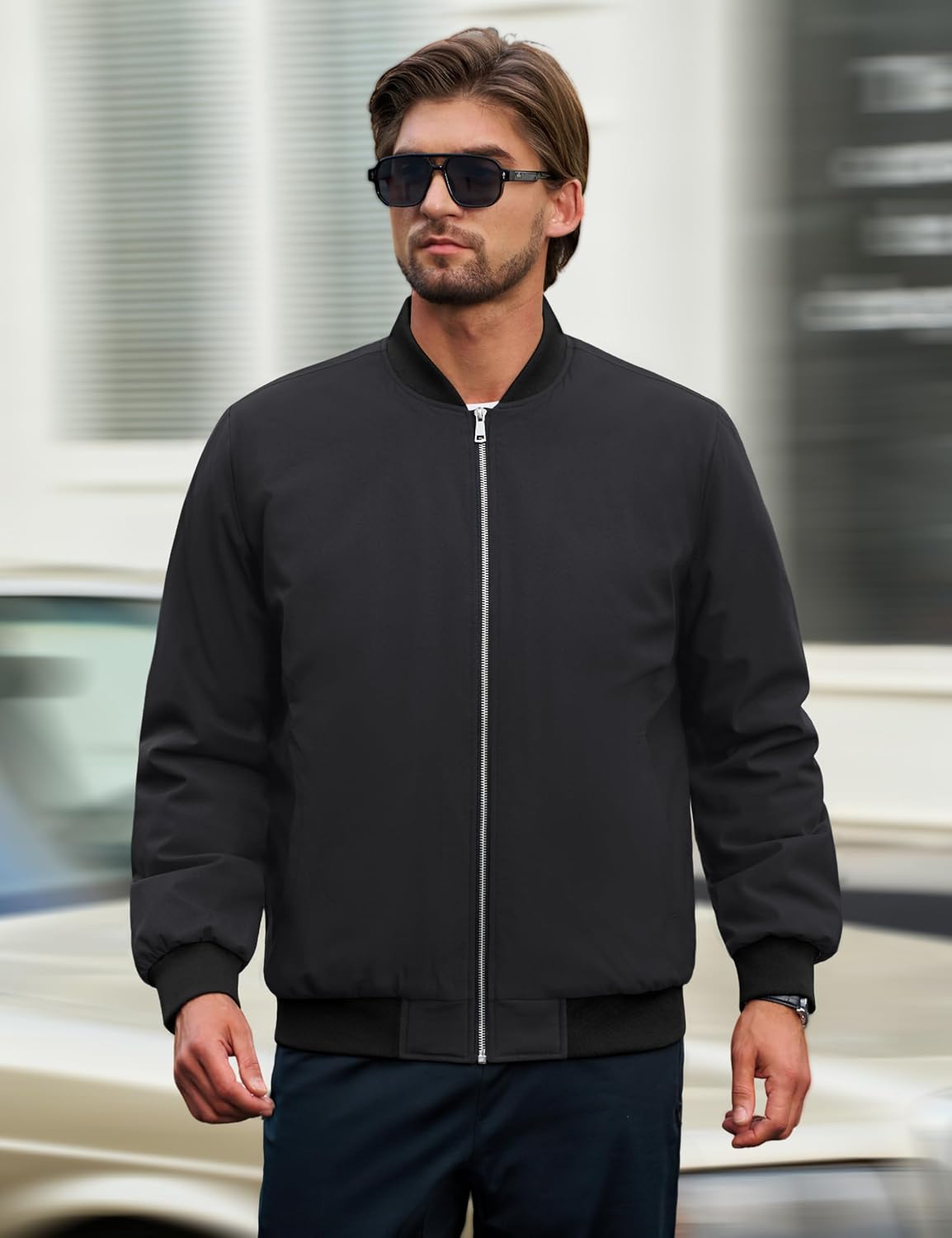 Cotrasen Men's Bomber Jacket Fall Winter Windbreaker Warm Quilted Coats
