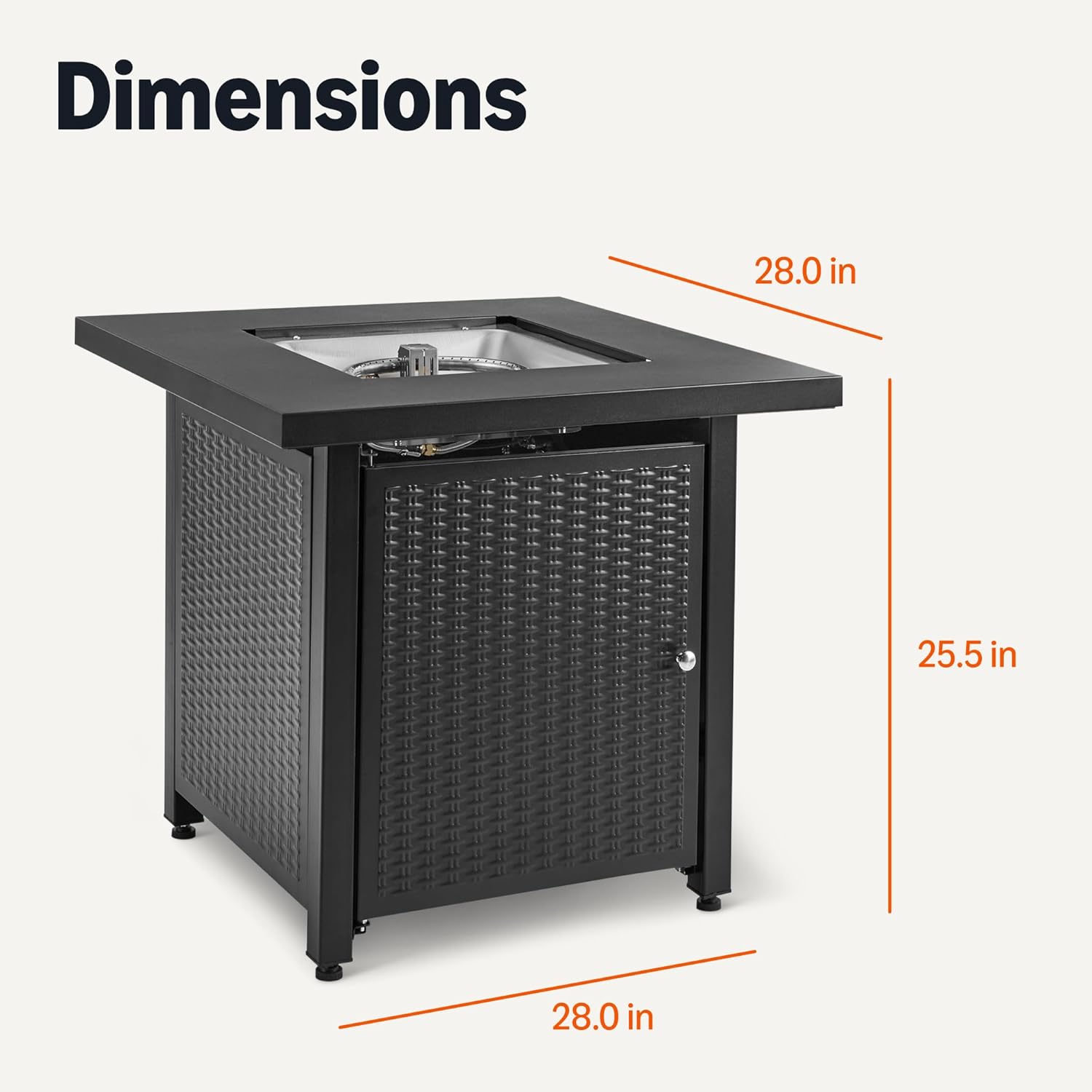 Amazon Basics Fire Table, 50,000 BTU, 28" D x 28" W x 25" H, Black, 1 Pack