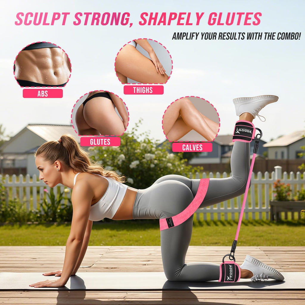 WOQQW Ankle Resistance Bands with Cuffs & Booty Bands Set for Legs & Glutes