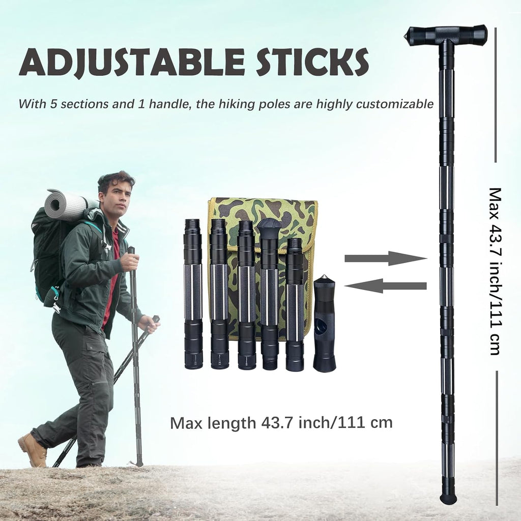Hiking Tactical Stick Walking Staff,Portable Walking Sticks Trekking Poles Outdoor Multitool Camping Gear for Men Women