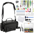 Fishing Tackle Bags with Tackle Box &Tool Set,Gifts for Men (Black)