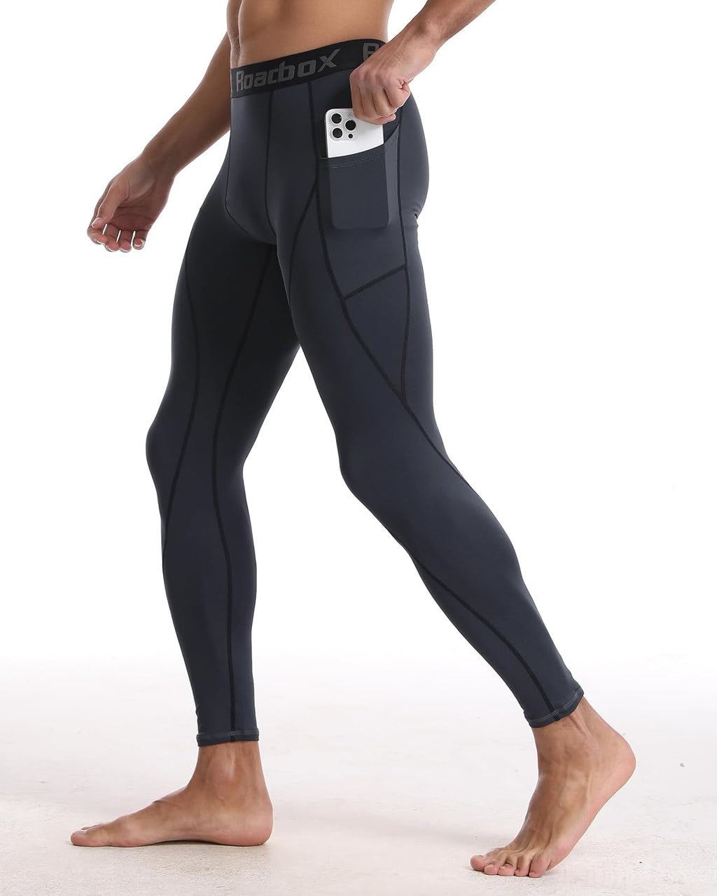 Roadbox 2 Pack Mens Compression Pants, Running Tights Leggings with Pockets
