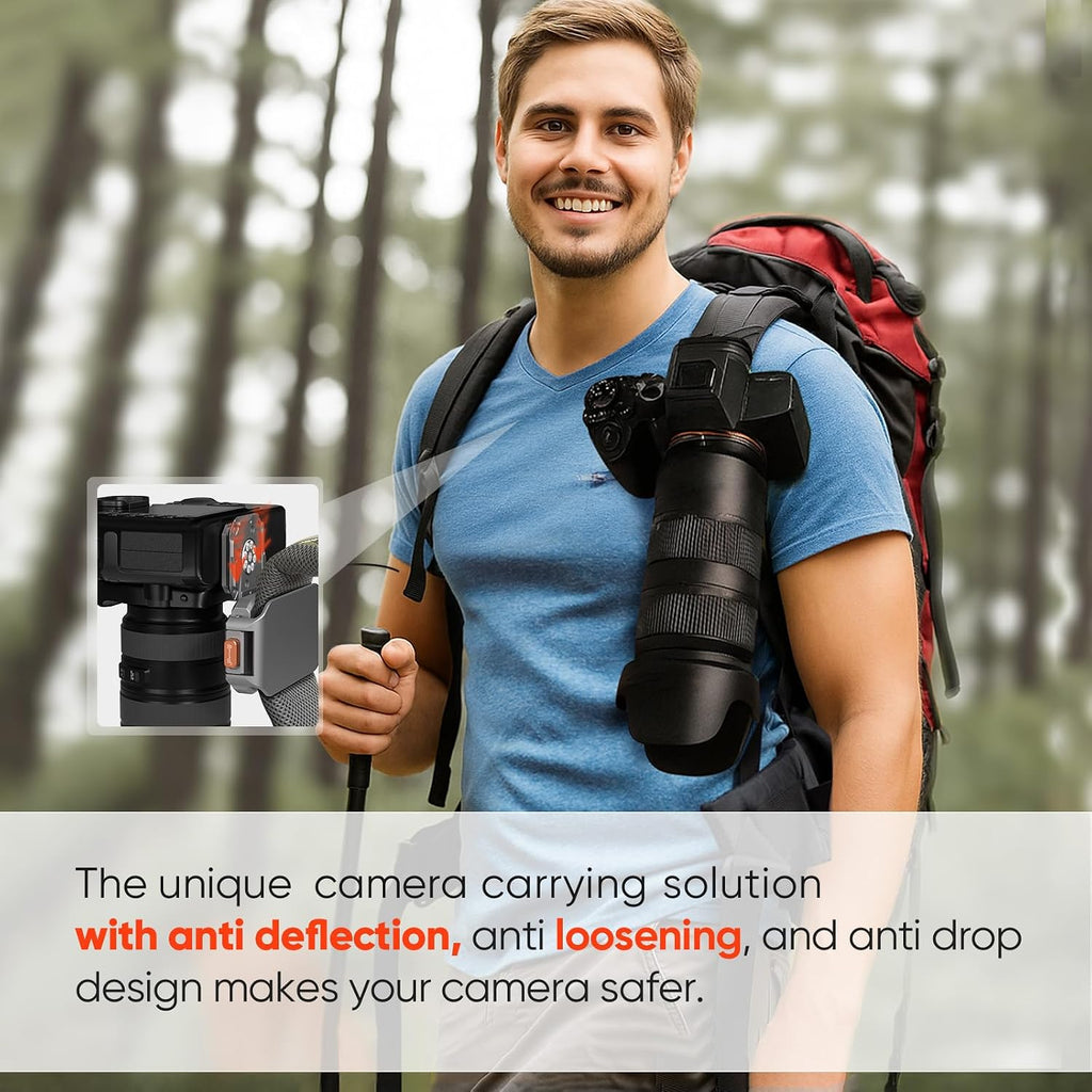 Camera Backpack Clip, Quick Release Kit for Backpack Anti-Loose and Anti-Deflection Suitable for Nomal Cameras and Heavy Cameras