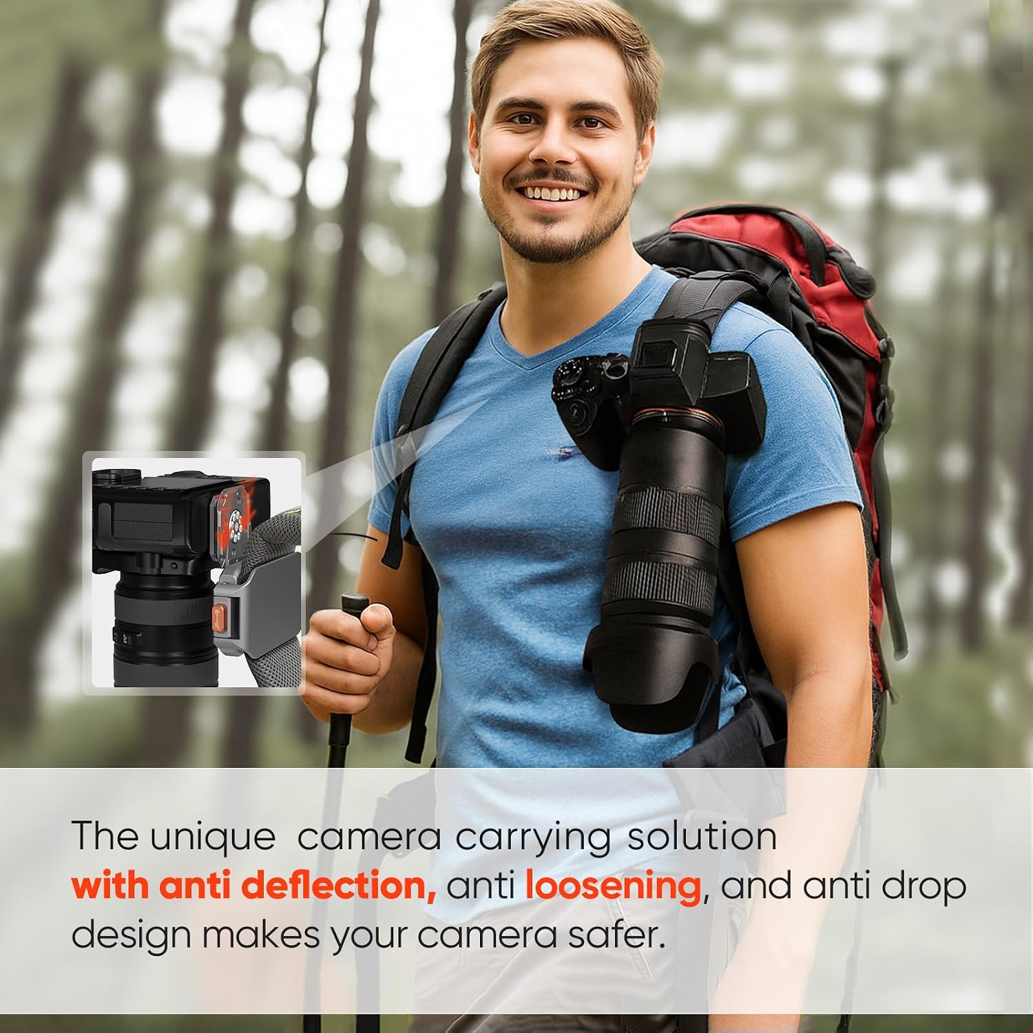 Camera Backpack Clip, Quick Release Kit for Backpack Anti-Loose and Anti-Deflection Suitable for Nomal Cameras and Heavy Cameras