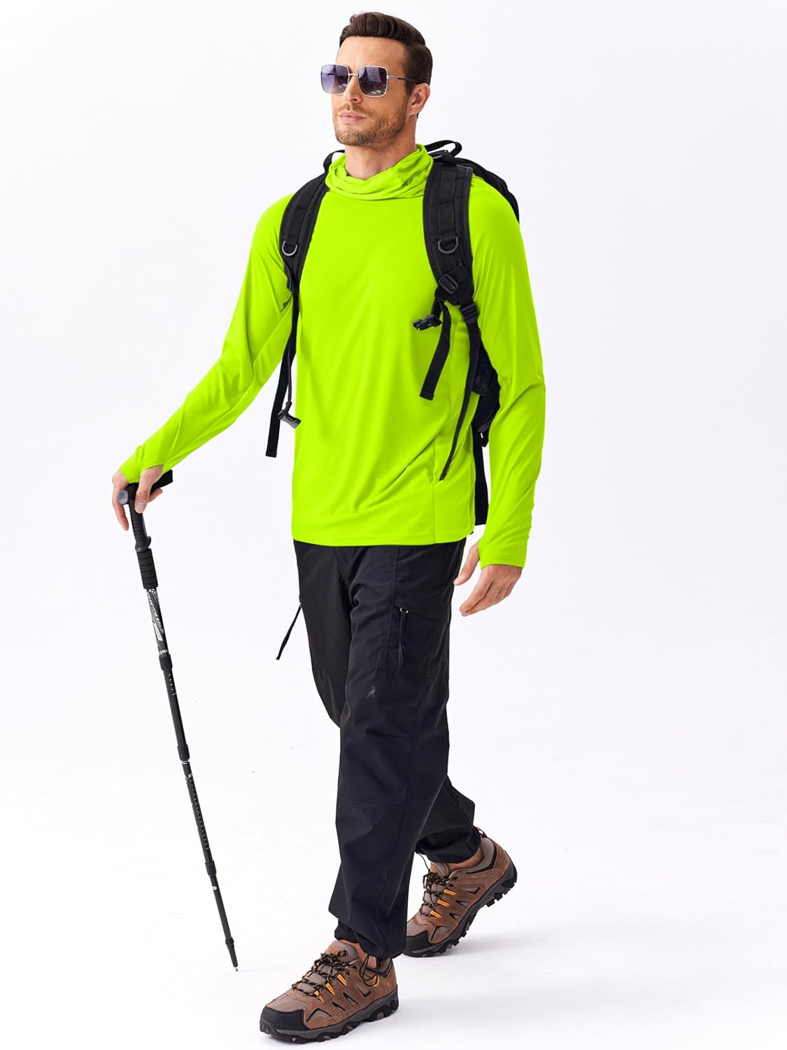 PINSPARK UPF 50+ Sun Hoodie Long Sleeve Fishing Shirts for Men with Mask