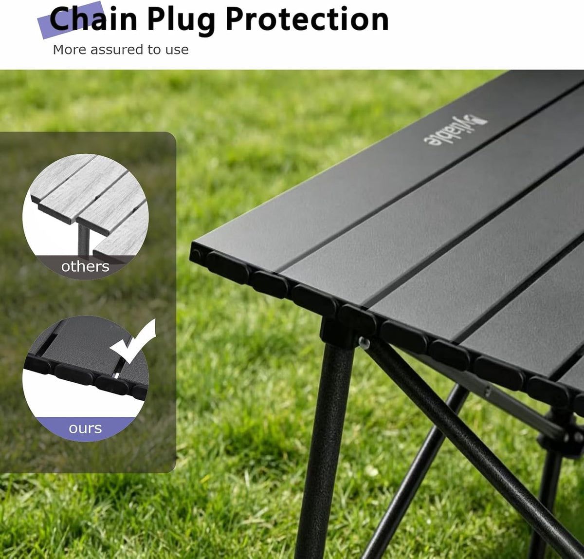 Byliable Folding Camping Square Table, Portable Aluminum for Outdoor, Black