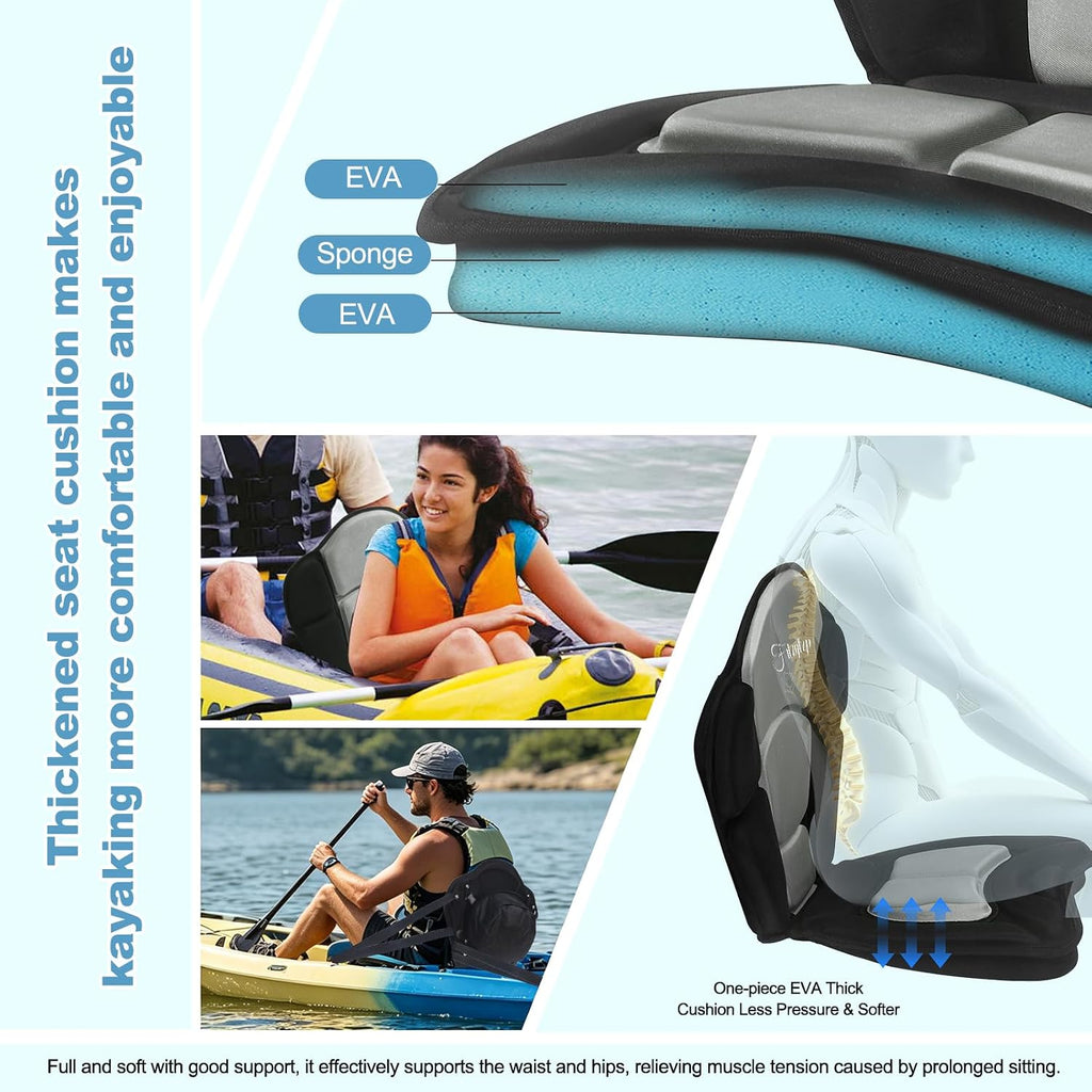 Thickened Kayak Seats - Premium Shockproof Seats with Back Support for Kayaking, Canoeing, Fishing, Paddle Boarding - Comfort, Versatility and Extra Storage (Gray,1 pcs)