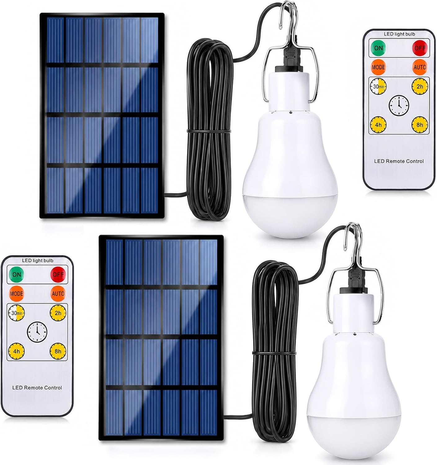 Solar Light Bulbs, Rechargeable Lights for Indoor & Outdoor Use, 2-Pack