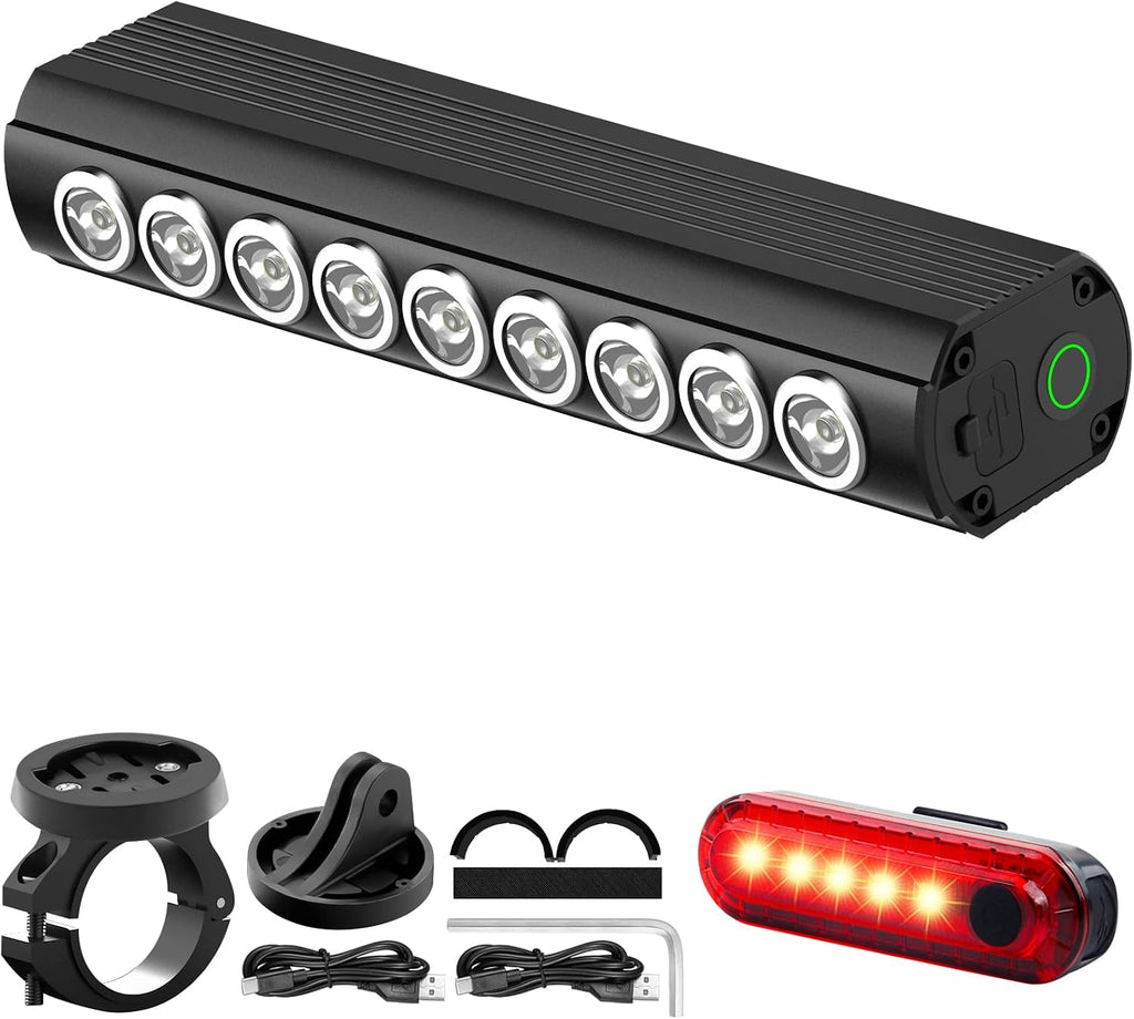 Best Bright Bike Light for Night Riding, USB-C Rechargeable Bicycle Light, Bicycle Headlight Set, Daytime Running Light, Waterproof Bike Headlight Taillight for Adult Kid Mountain MTB Off-Road Cycling