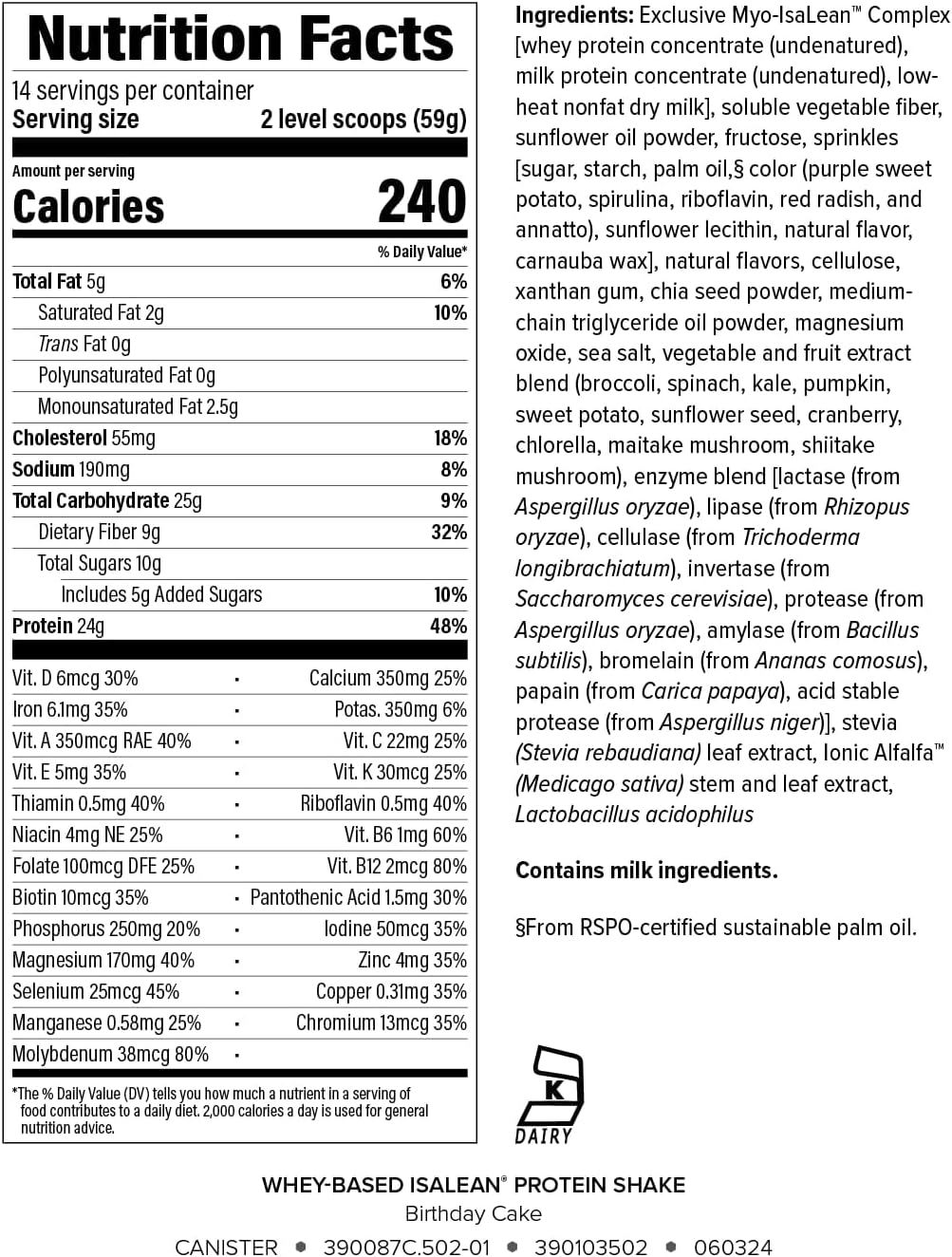 Isagenix IsaLean, 24g Protein Shake, Birthday Cake, 28.1 oz
