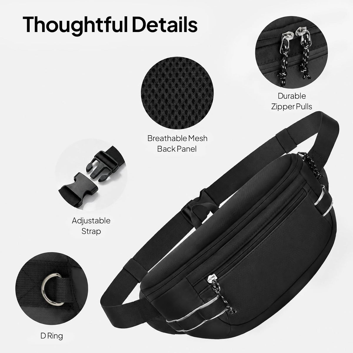 TOPEAST Fanny Pack 5L Large Capacity Waist Pack with Water Bottle Pocket