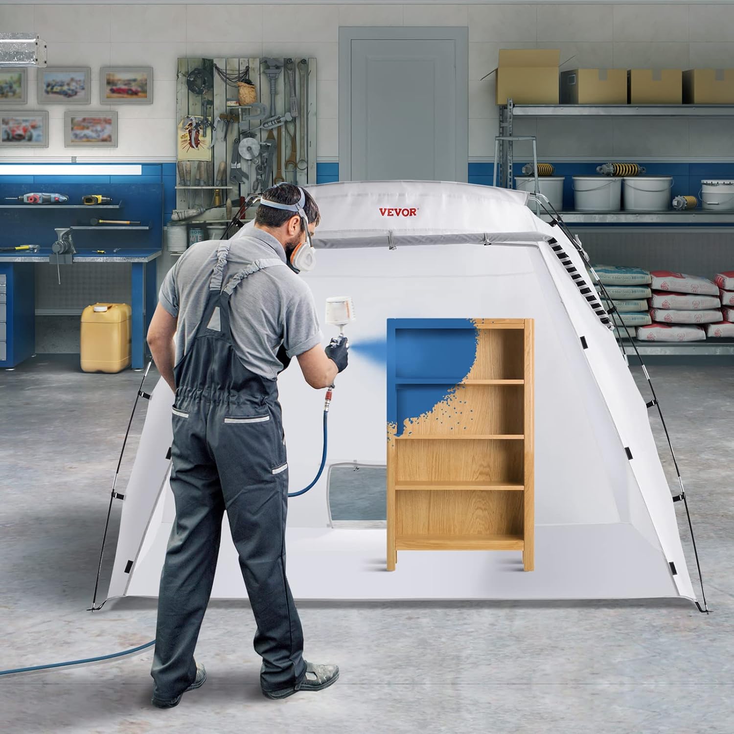 VEVOR Portable Paint Booth 10 x 7 x 6 ft Extra Large Spray Paint Tent Kit