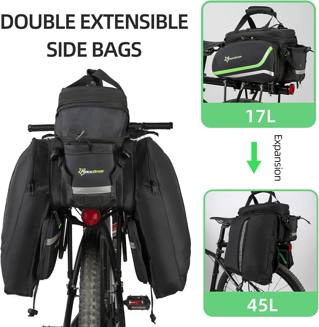 ROCKBROS Bike Trunk Bag 17L-45L Rear Rack Bags for Bicycles Waterproof