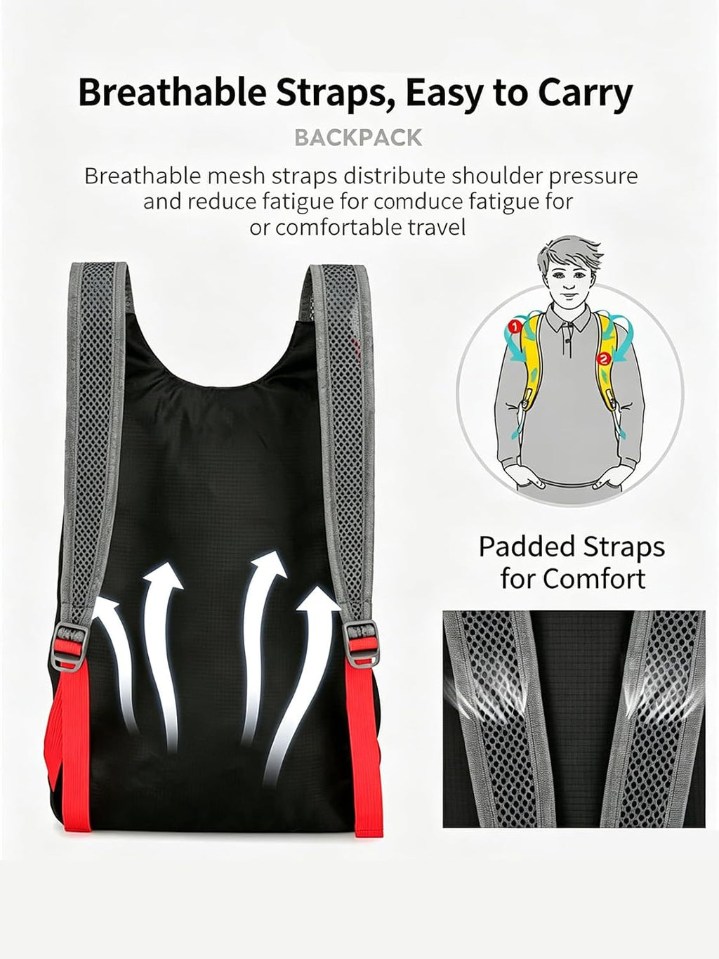 Large Capacity Foldable Outdoor Backpack Hiking Sports Daypack for Men Women Camping Travel Lightweight Packable Bag