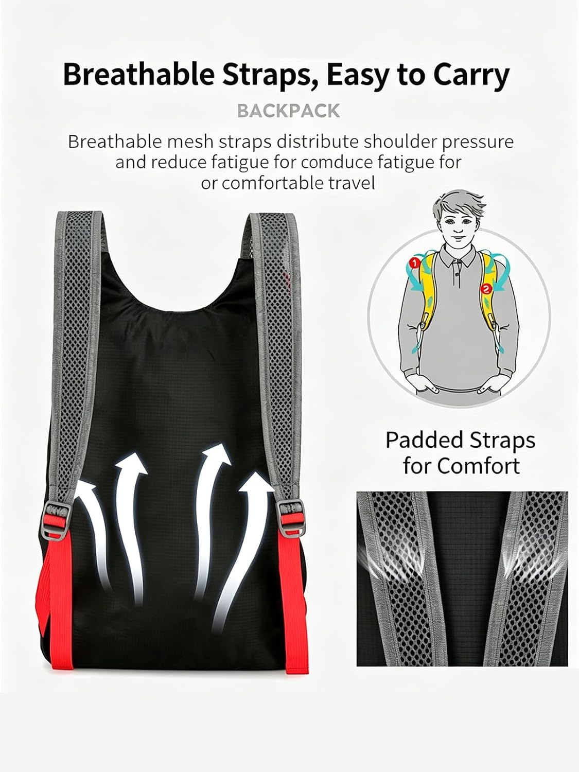 Large Capacity Foldable Outdoor Backpack Hiking Sports Daypack for Men Women Camping Travel Lightweight Packable Bag
