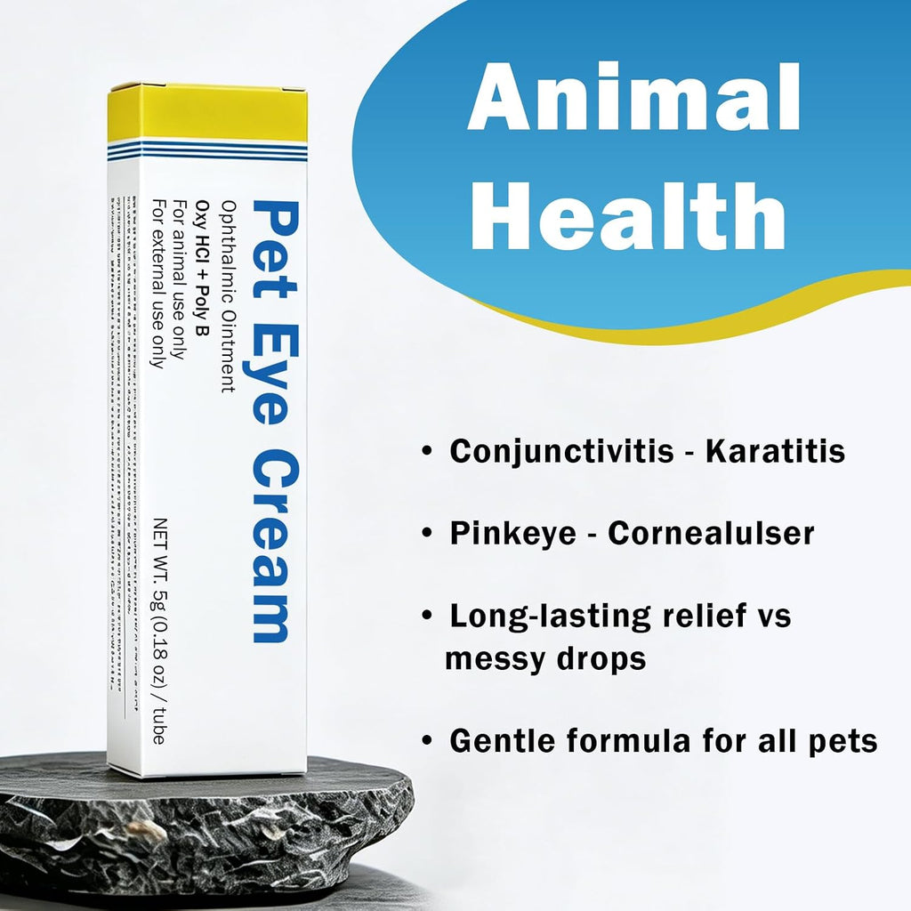 Starmixus Pet Eye Ointment, Soothes Irritation, Discharge & Tear Stains, Professional-Grade Eye Cream for Cats, Dogs, Horses, Birds, Cattle, Sheep and Puppies, Kitten - 1 Tube 5g (0.18oz)