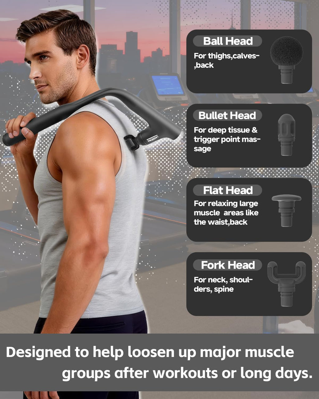 3-in-1 Detachable Mini Massage Gun Deep Tissue with Extension Handle