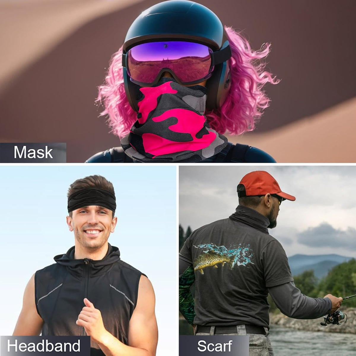 20pcs Cooling Neck Gaiter for Men Women Gator Face Mask Scart Cover Breathable Balaclava Bandana Sun Protection