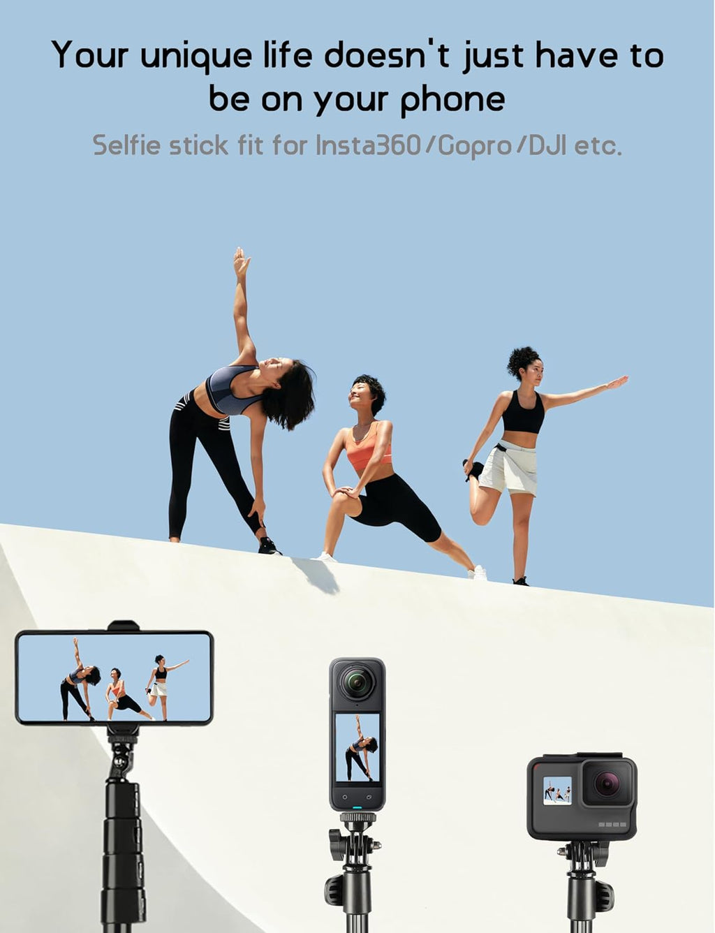 BMZX 118" Long Selfie Stick Tripod for iPhone & Android (29 to 118")