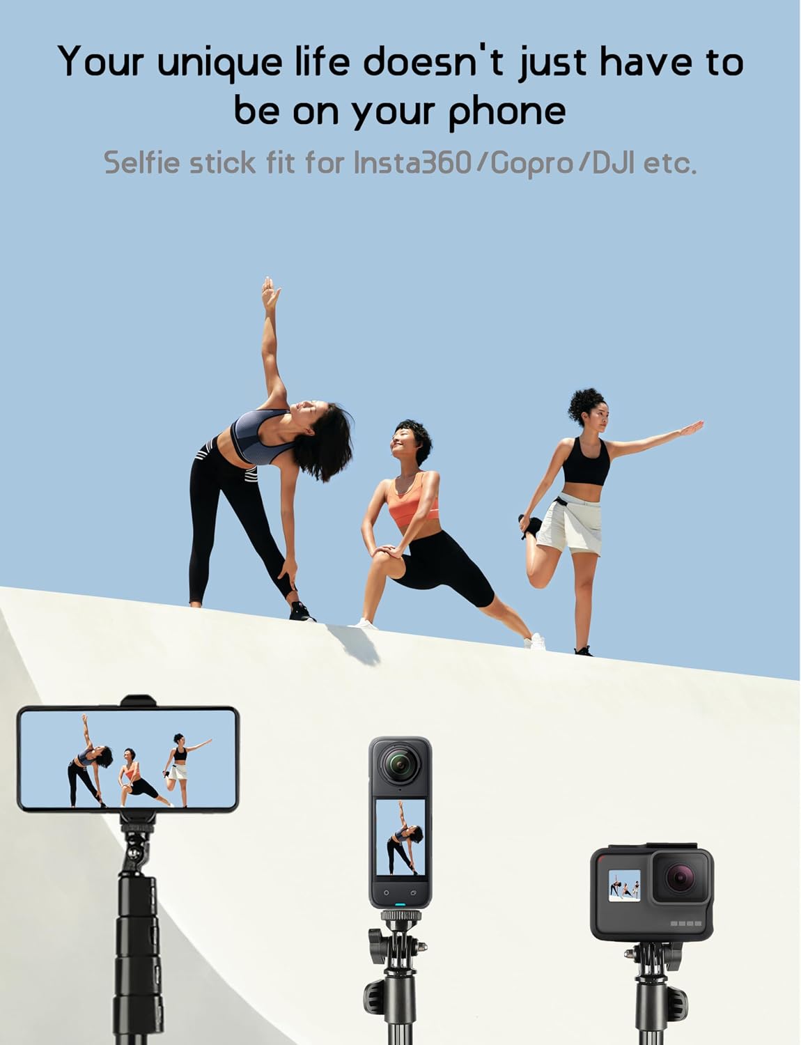 BMZX 118" Long Selfie Stick Tripod for iPhone & Android (29 to 118")