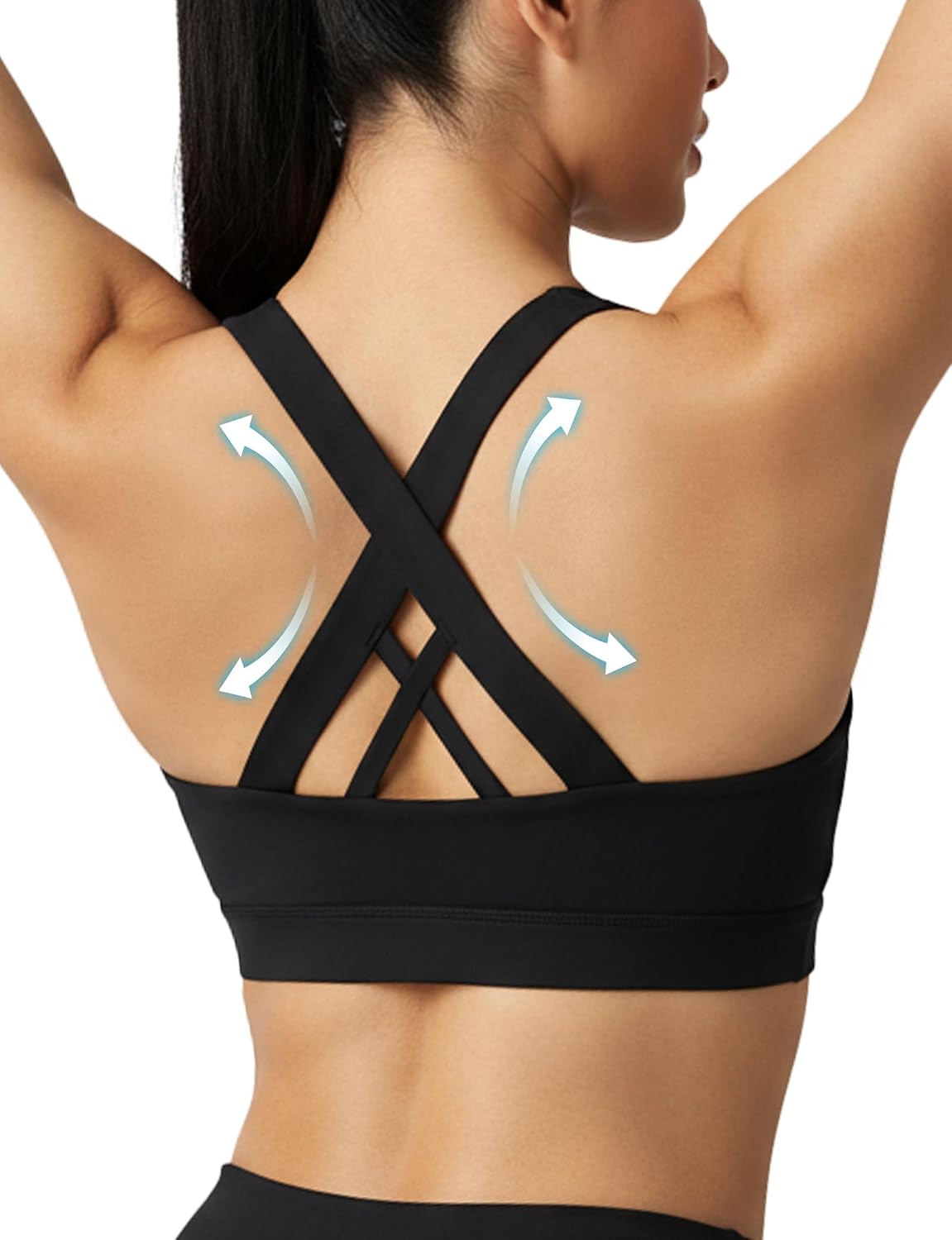 Buauty Sports Bra for Women, Criss Cross Back Medium Support Workout Bras with Removable Cups for Yoga Running Gym