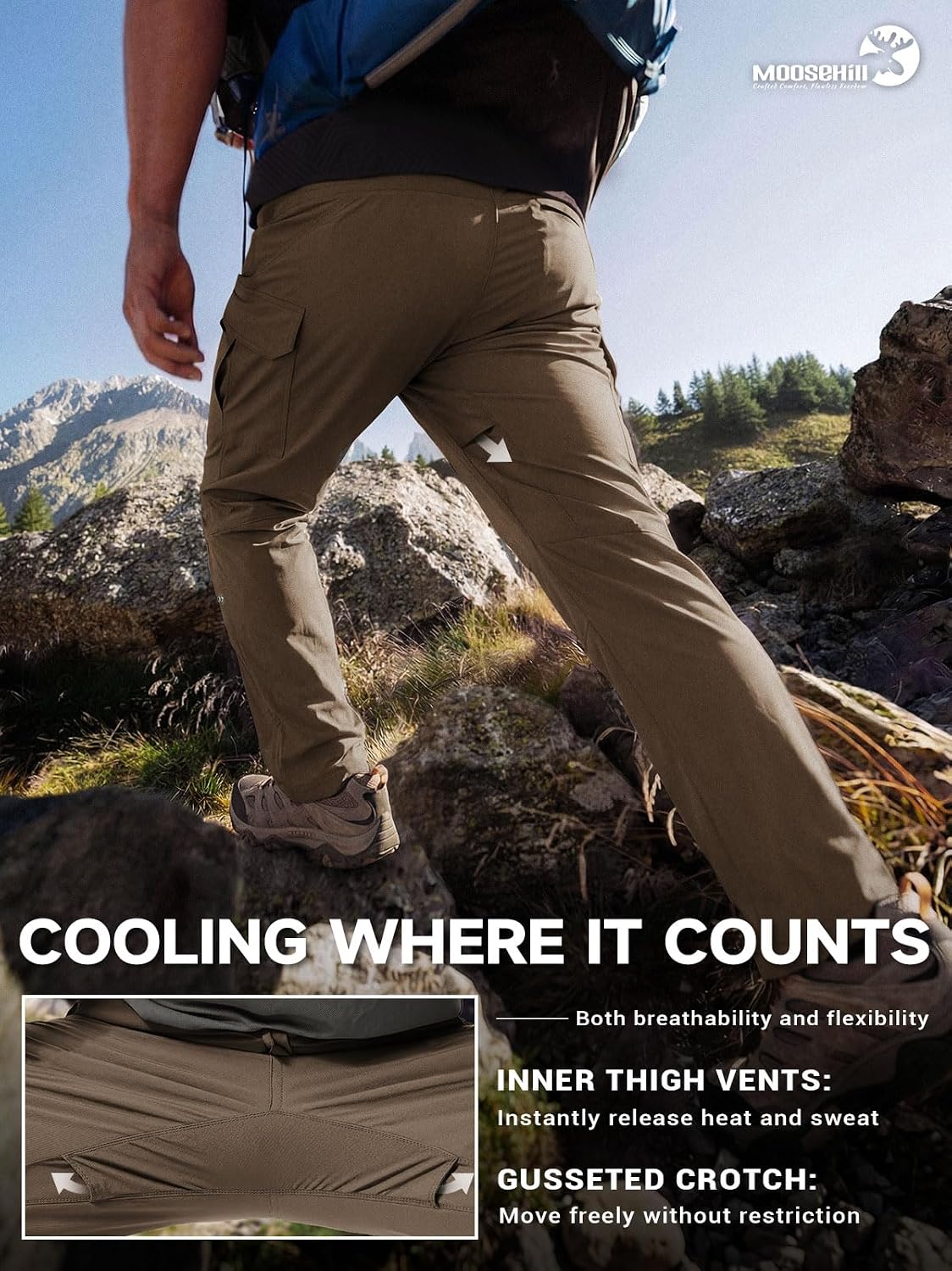 Moosehill Men's Hiking Pants: Lightweight & Stretch