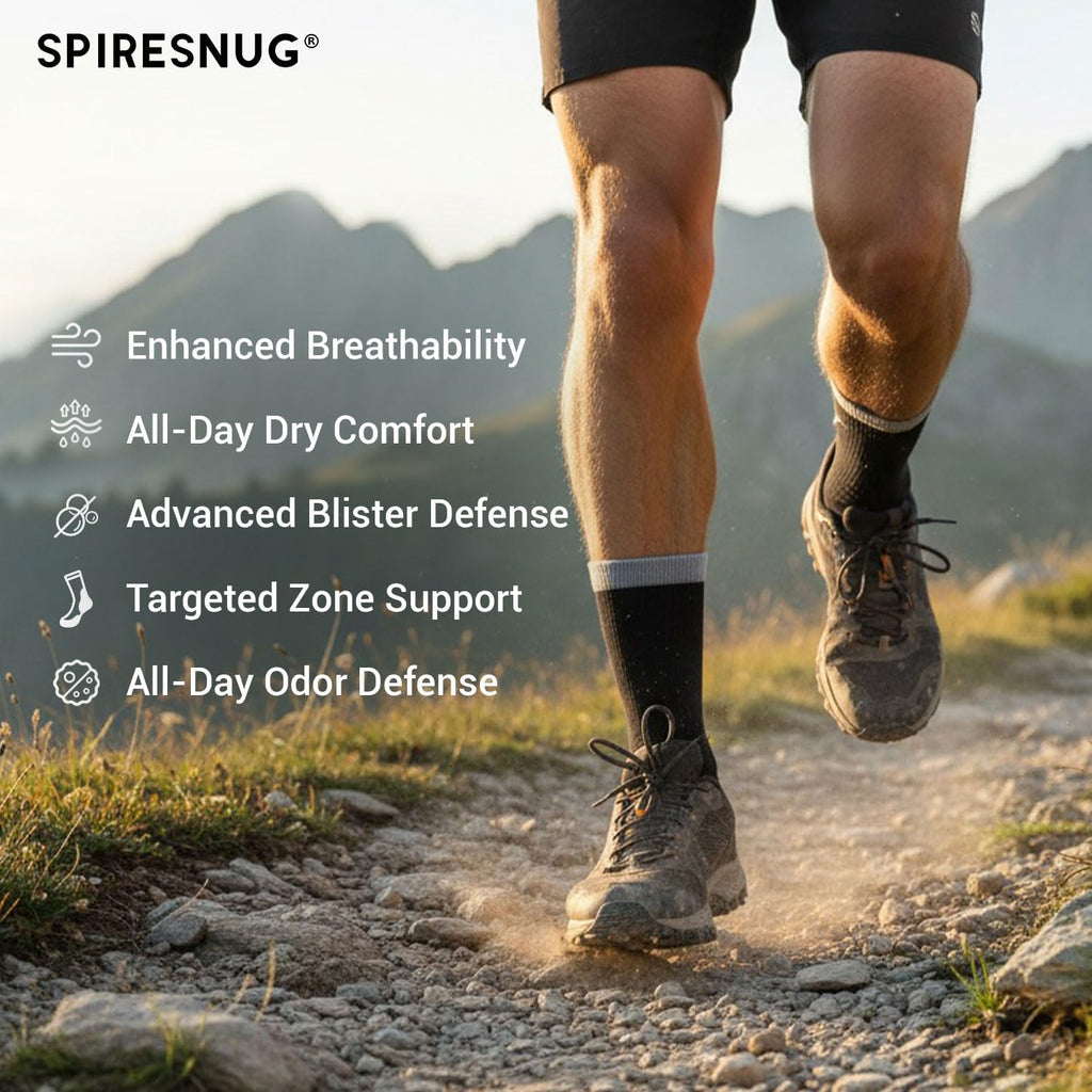 SPIRESNUG Hiking Socks Men Women, Moisture Wicking, 2-Pack