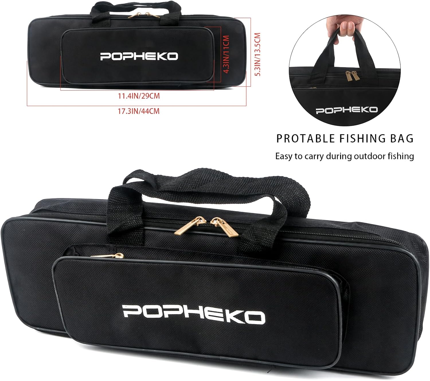 Fishing Rod Reel Full Kit Portable Travel Spinning Pole Reel Lure Carry Bag