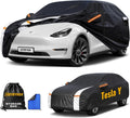 Multi-Layer Custom Fit Car Cover for Tesla Model Y/Model Y Juniper(2020-2026), Upgraded Waterproof All-Weather Full Exterior Cover with Charging Port and Zipper, for Snow Rain Dust and UV Protection.