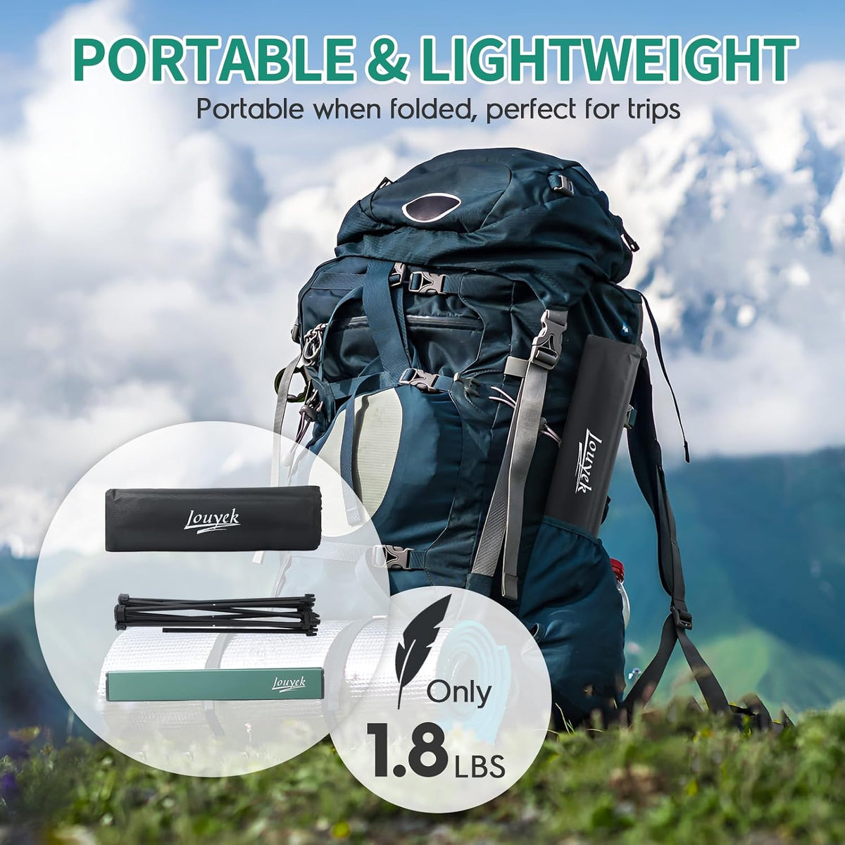 JOUYEK Small Camping Table Ultralight Aluminum Folding Portable Table Green