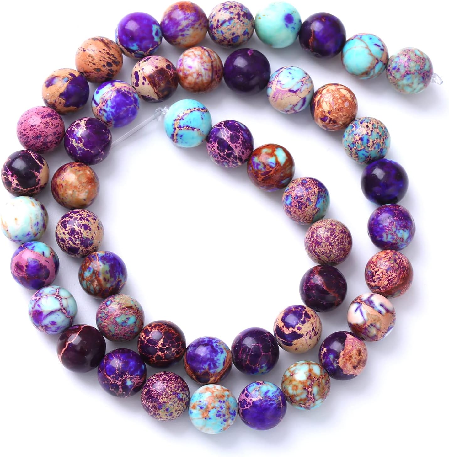 12MM 30PCS Natural Stone Galaxy Purple Sea Sediment Imperial Jasper Loose Beads for Jewelry Making DIY Bracelet Necklace